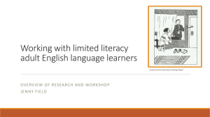 Working with limited literacy learners workshop