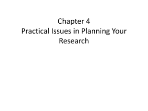 Chapter 4 Practical Issues in Planning Your Research