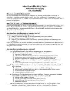 Gun Control Position Paper_Annotated Bibliography