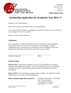 Scholarship Application - Louisiana Association for the Blind