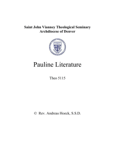 Isagogics 1 to Pauline Literature