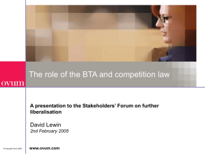 The role of the BTA and competition law