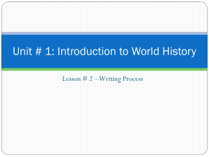 Unit # 1: Introduction to World History