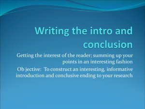 Writing the intro and conclusion
