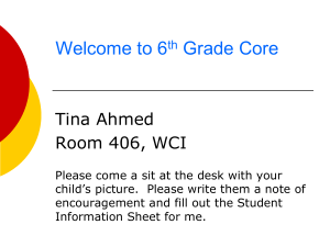 Welcome to 6th Grade Core - Walnut Creek School District