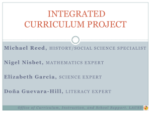 an intregrated curriculum lesson - Los Angeles Unified School District