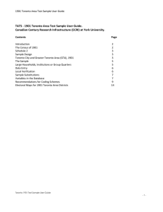 1901 Toronto Areat Test Sample User Guide