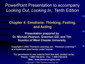 Chapter 4: Emotions: Thinking, Feeling, and