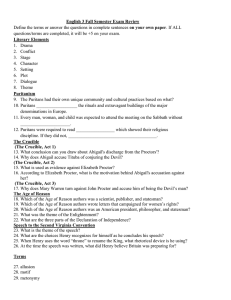 English 3 Fall Semester Exam Review Define the terms or answer