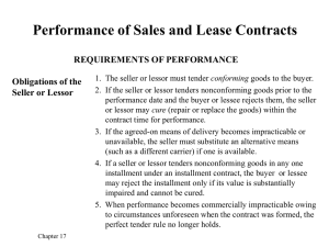 Chapter Summary Performance and Breach of Sales and Lease