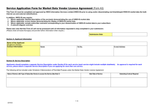 Service Application Form for Market Data Vendor Licence