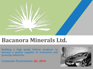 Bacanora Minerals Ltd. Building a high grade
