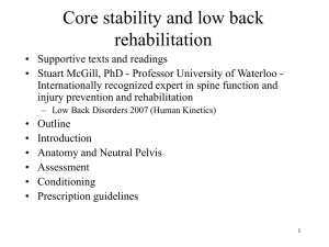 Core strength and low back rehabilitation
