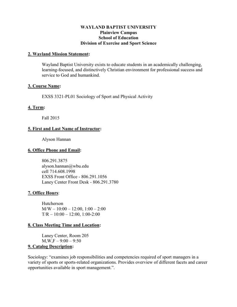 EXSS3321PL01 Wayland Baptist University