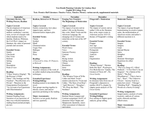 Ten-Month Planning Calendar for Lindsay Hoyt English III College