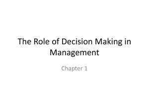 The Role of Decision Making in Management