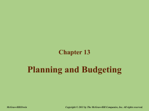 Chapter 13 – Planning and Budgeting