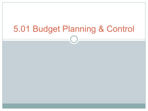 5.01 Budget Planning and Control