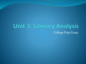 Unit 3: Literary Analysis