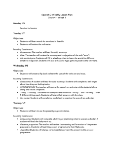 Spanish 2 Weekly Lesson Plan Cycle 4 – Week 1 Monday, 1/6