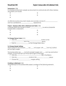 Microsoft Word 2010 Chapter 3: Business Letter with Letterhead