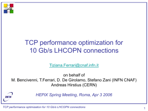 TCP performance optimization for 10 Gb/s LHCOPN connections
