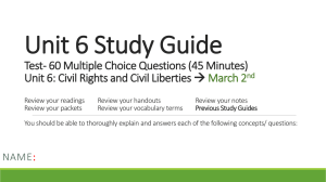 Unit 1 Study Guide Test- 30 Multiple Choice Questions (30 Minutes