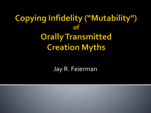 Copying Infidelity (*Mutability*) of Orally Transmitted Creation Myths