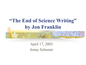 “The End of Science Writing” by Jon Franklin