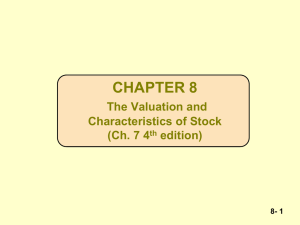 CHAPTER 8 STOCK VALUATION