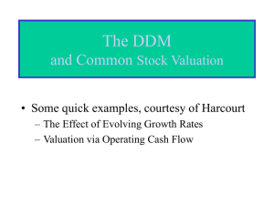 The DDM and Common Stock Valuation