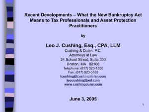 Bankruptcy Act - Cushing & Dolan, PC