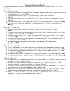 Stoichiometry Homework Answers You must show the balanced