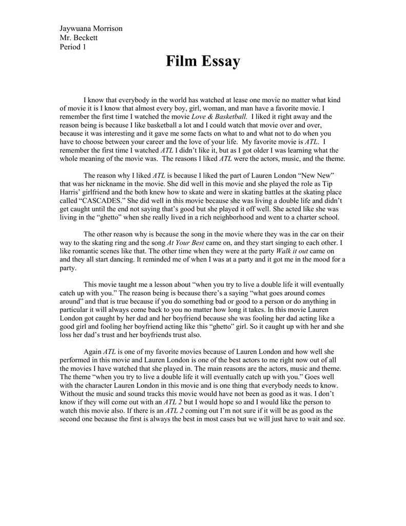 essay examples about film