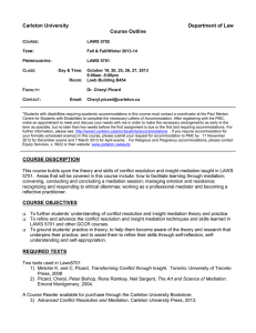 Laws 5702 Advanced Conflict Resolution and Mediation 2013