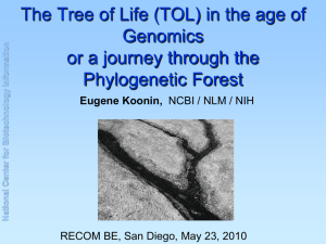 Lecture 17: The Tree of Life (TOL)
