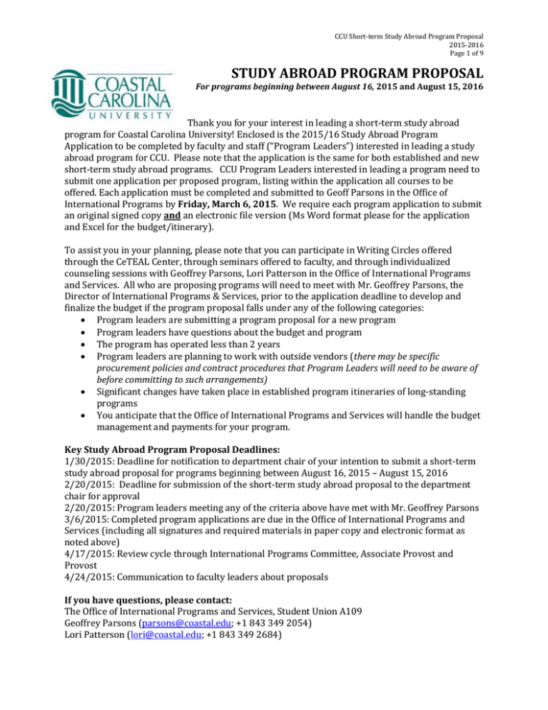 OFF CAMPUS TRAVEL STUDY ABROAD PROGRAM
