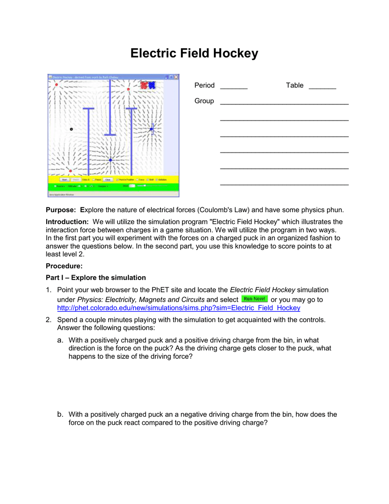 Electric Field Hockey Lab