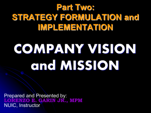 STRATEGY FORMULATION and IMPLEMENTATION
