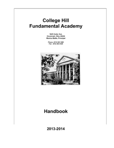 Student Handbook - College Hill Fundamental Academy