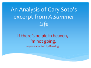 An Analysis of Gary Soto's excerpt from A Summer Life