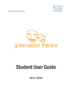 Greenwood Theatre Specifications and Equipment List