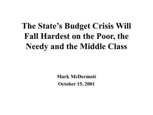 The State's Budget Crisis will Fall Hardest on the Poor, the Needy