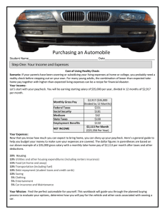 Purchasing An Automobile Worksheet