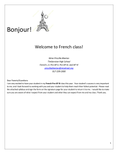 French Pre-AP 3 Syllabus