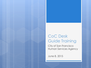 CoC Manual Training - SFGov San Francisco
