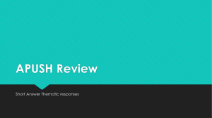 APUSH Review - Mrs. Cerbone