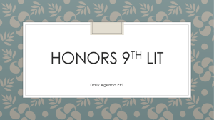 Honors 9th Lit Daily Agenda PPT