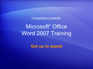 Microsoft® Office Word 2007 Training