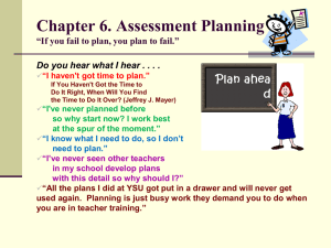 Ch 6:Planning for Assessment - Youngstown State University